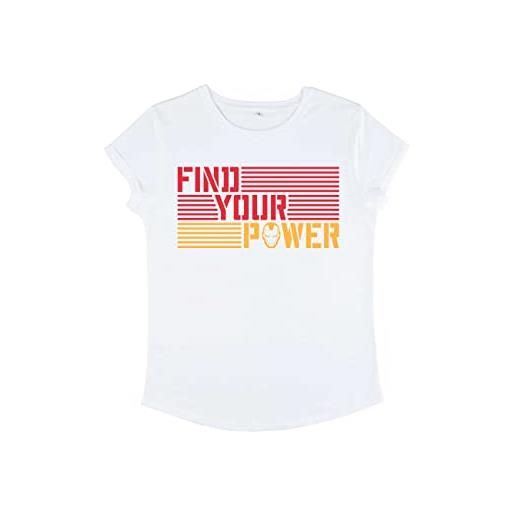 Marvel avengers classic iron power-maglietta a maniche corte da donna t-shirt, bianco