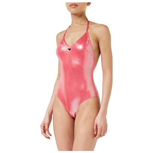 Emporio Armani women's dot foil lycra swimsuit costume da bagno one piece, lettering, xs donna