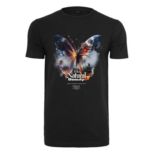 Mister Tee t-shirt da uomo natural beauty butterfly tee, 100% cotone, nero, m