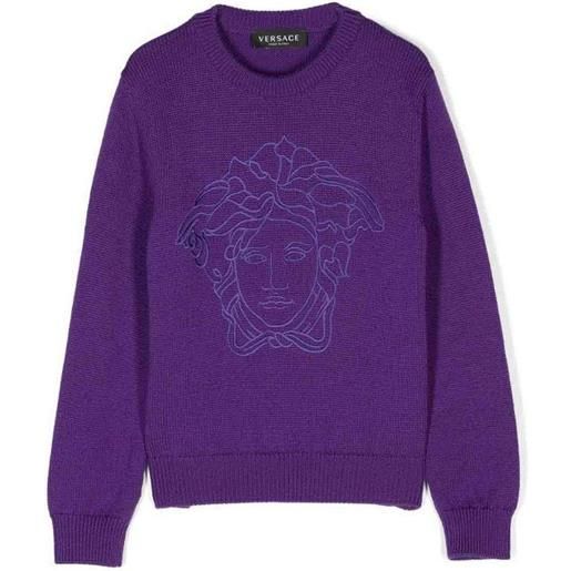 Versace maglione per in lana vergine viola