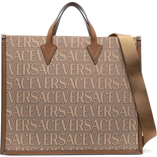 Versace borsa tote grande con logo all over