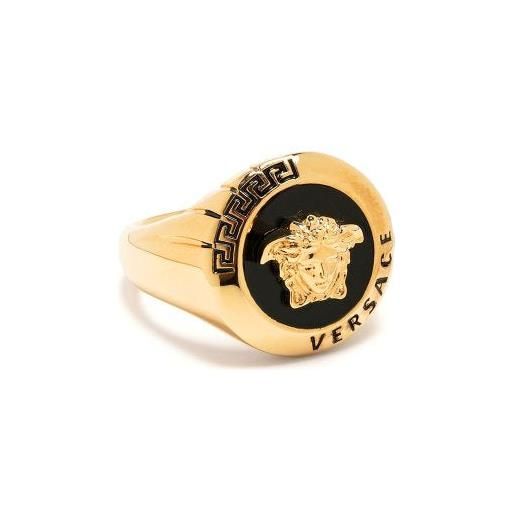 Versace anello in medusa placcato oro/nero