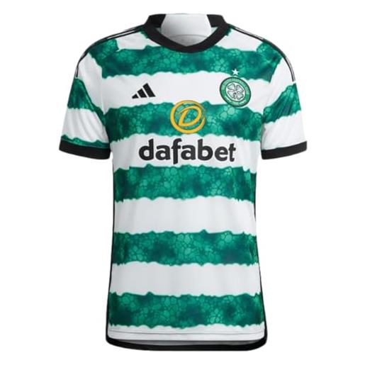 adidas maglia da calcio celtic fc 23/24, da uomo, design distintivo, vestibilità comoda, anti-umidità, bianco/verde, s