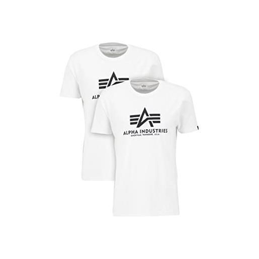 Alpha industries maglietta basic t 2 pack uomo t-shirt, bianco