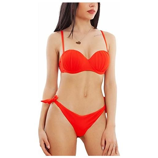 Toocool bikini donna ferretto brasiliana due pezzi costume da bagno b7021-z [42, rosso]
