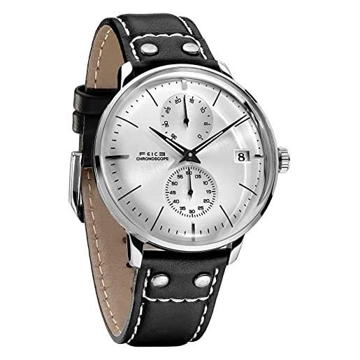 FEICE orologi da polso automatico con vetro minerale curvo 2.5 d meccanismo automatico meccanico automatic watch con cinturino in pelle - fm212 (bianco)
