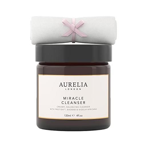 Aurelia miracle cleanser - detergente viso con probiotici per rimuovere impurità e trucco, crema viso con glicerina per idratare la pelle secca, a base di ingredienti naturali, Aurelia london