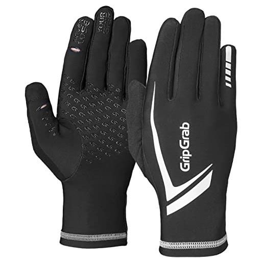 GripGrab running expert winter thermal full-finger touchscreen gloves-highly-visible, sweat-wiper, black, neon hi. Viz, guanti da corsa unisex-adult, nero, m