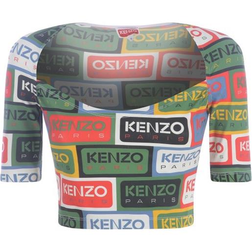 Kenzo top cropped multicolore con logo