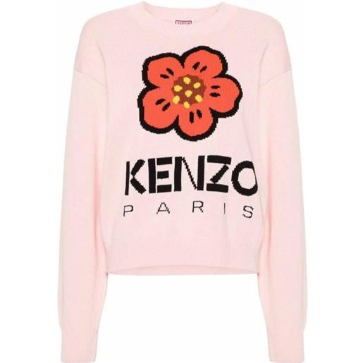 Kenzo maglione in cotone con fiori bokeh