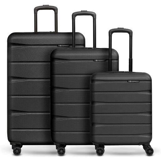 Franky munich 4.0 set di valigie a 4 ruote, 3 pezzi con piega elastica nero