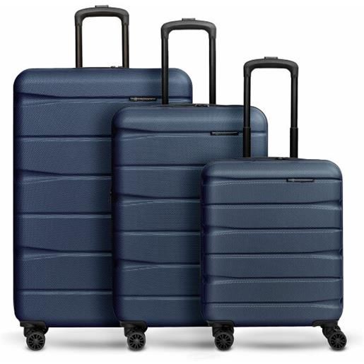 Franky munich 4.0 set di valigie a 4 ruote, 3 pezzi con piega elastica blu