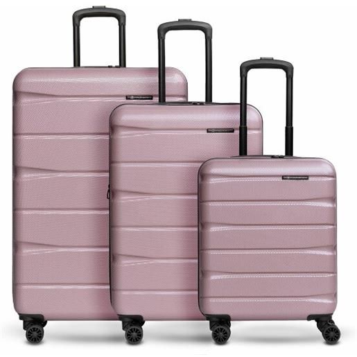 Franky munich 4.0 set di valigie a 4 ruote, 3 pezzi con piega elastica porpora