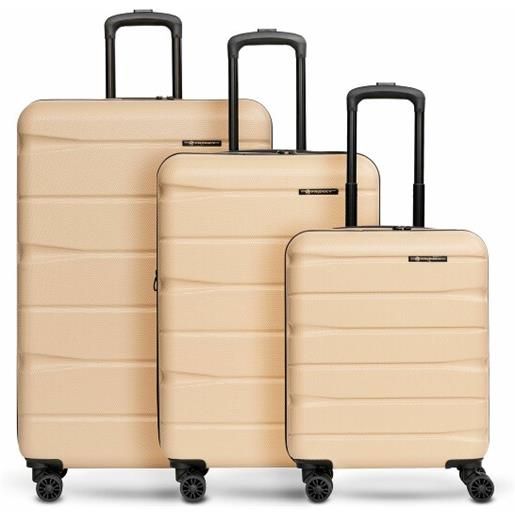 Franky munich 4.0 set di valigie a 4 ruote, 3 pezzi con piega elastica beige