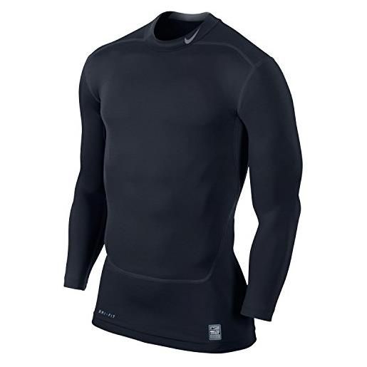 Nike, maglietta a manica lunga uomo core compression mock 2.0, blu (dark obsidian/cool grey), m