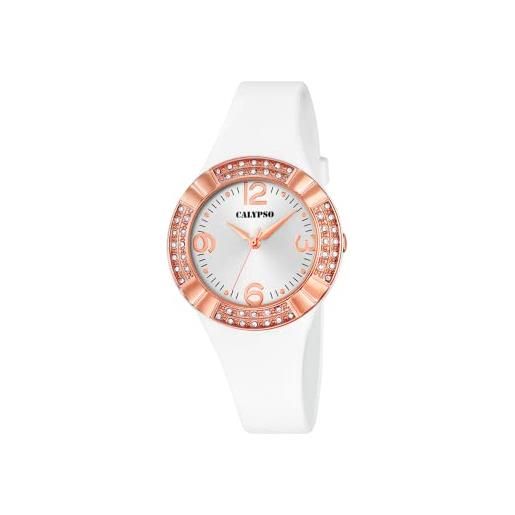 Calypso-orologio da donna al quarzo con display analogico e cinturino in plastica, colore: bianco, k5659/1