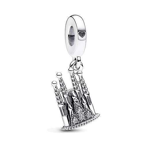 HAEPIAR s925 sterling silver charm per bracciale collana charm dangle castello vintage di barcellona con cristallo regali per donne