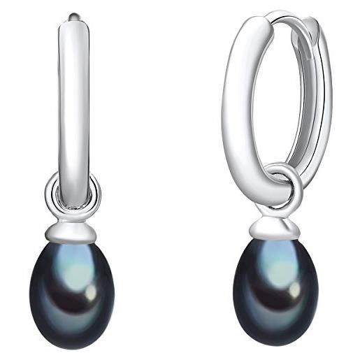 Valero Pearls - orecchini a cerchio con clip con perle d'acqua dolce / di allevamento - argento sterling 925 - gioielli con perle, orecchini, orecchini in argento sterling - 60925012