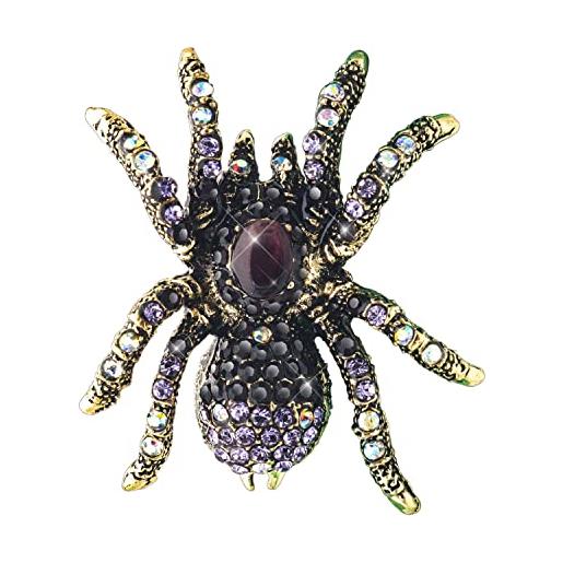 KristLand spilla a forma di ragno alla moda, con cristalli scintillanti, accessorio gotico di halloween per gioielli e abiti regalo per donne e uomini