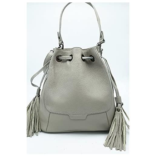Puccio Pucci trlbc100045, borsa di pelle womens, grigio chiaro, 27x29x15 cm