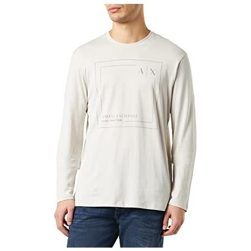 ARMANI EXCHANGE t-shirt con logo a maniche lunghe in jersey di cotone vestibilità regolare, t-shirt uomo, grigio. , s