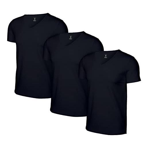 Romberg maglietta intima da uomo con scollo a v, confezione da 3 in cotone biologico sostenibile (gots), schwarz, xxl