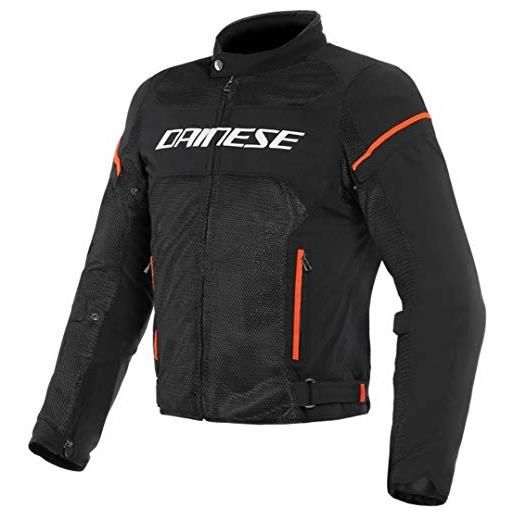 Dainese air frame d1 tex jacket, giacca moto estiva, nero/bianco/rosso fluo, 46