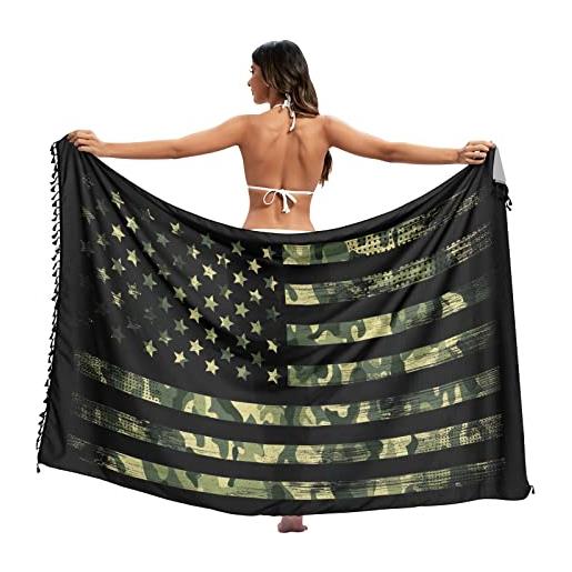 ODAWA america-bandiera beach sarong donne costumi da bagno copricostume ups gonna corta con nappe 180,1 x115,1 , bandiera italiana. , l
