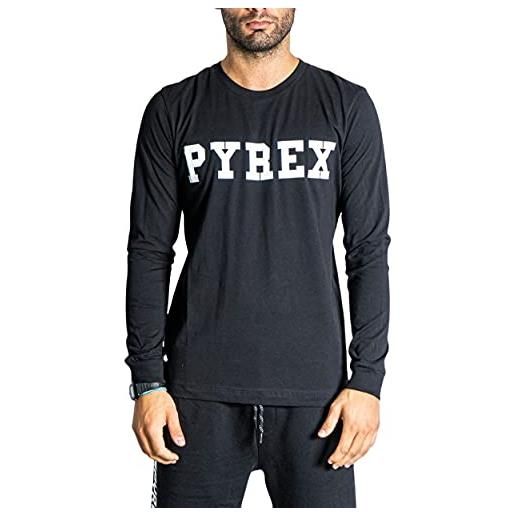 Pyrex t-shirt manica lunga uomo logo basic 40891 l nero