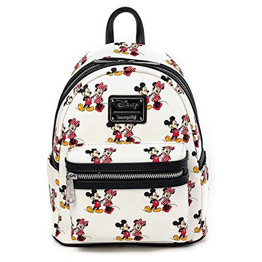 Loungefly disney mickey and minnie mouse aop womens double strap shoulder bag purse