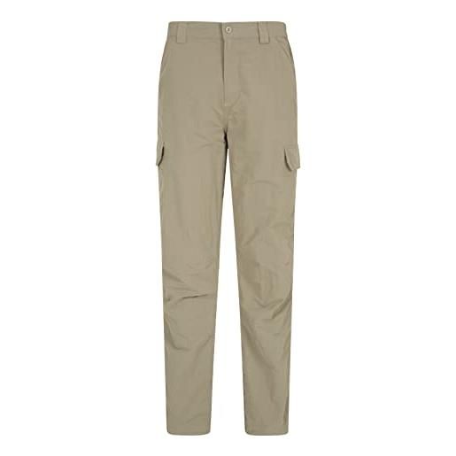 Mountain Warehouse pantaloni navigator da uomo - pantaloni con protezione dai raggi uv, ad asciugatura rapida, con tasche multiple - ideali per camminate, viaggi beige scuro 46w
