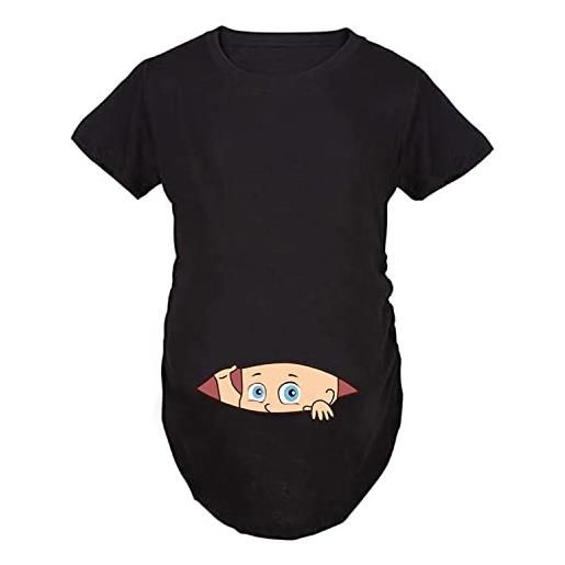 Imaczi q. Kim, graziosa maglietta prémaman, con immagine simpatica, idea regalo per la gravidanza, child, nero. , xl