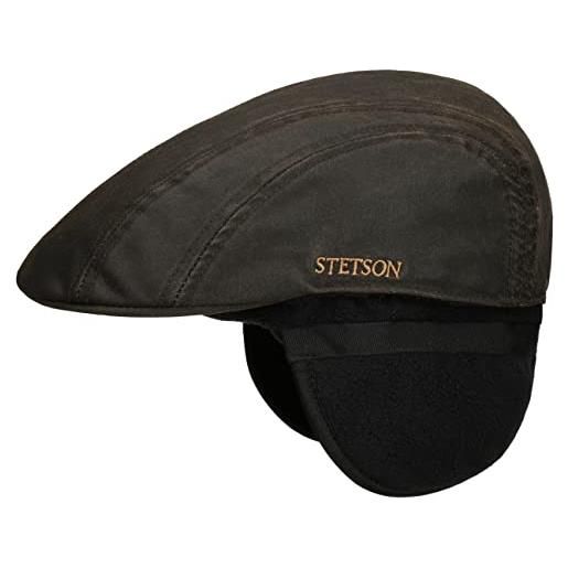 Stetson coppola con paraorecchie old cotton uomo - cap berretto piatto visiera, fodera, fodera autunno/inverno - l (58-59 cm) marrone