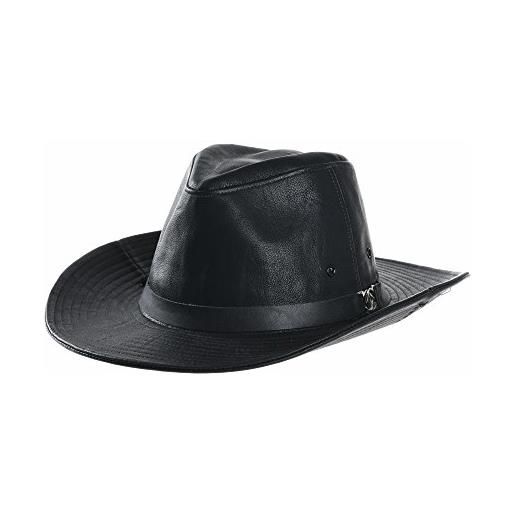 MarkMark cowboy cappello a tesa larga faux leather hat outback hat fedora cd8859 (black)