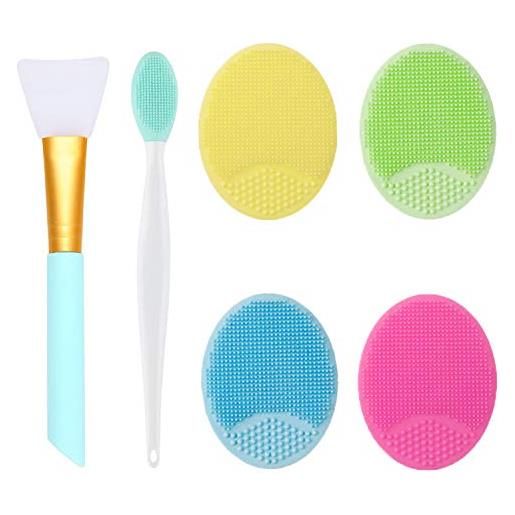 OBSCYON set di 6, spazzola pulizia viso in silicone, esfolianti spazzole per le labbra y pennello per maschera, per skin care