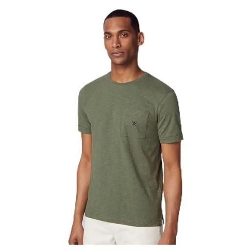 Hackett London maglietta tascabile in lino ctn t-shirt, verde (oliva), m uomo