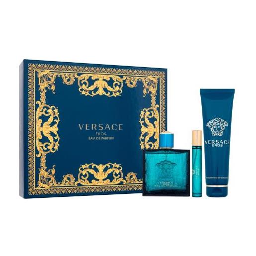Versace eros set1 cofanetti eau de parfum 100 ml + eau de parfum 10 ml + doccia gel 150 ml per uomo