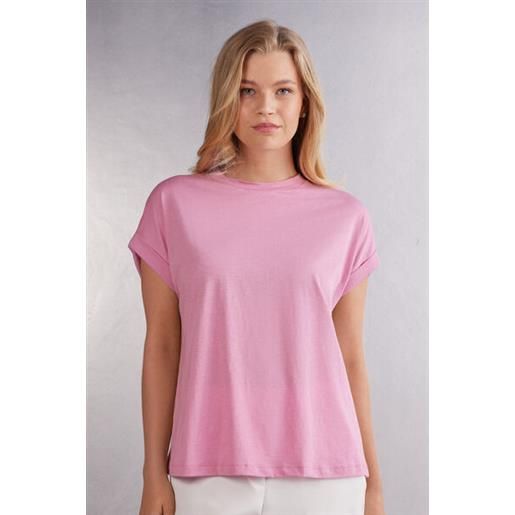 Intimissimi maglia manica corta con risvolto in cotone ultrafresh rosa