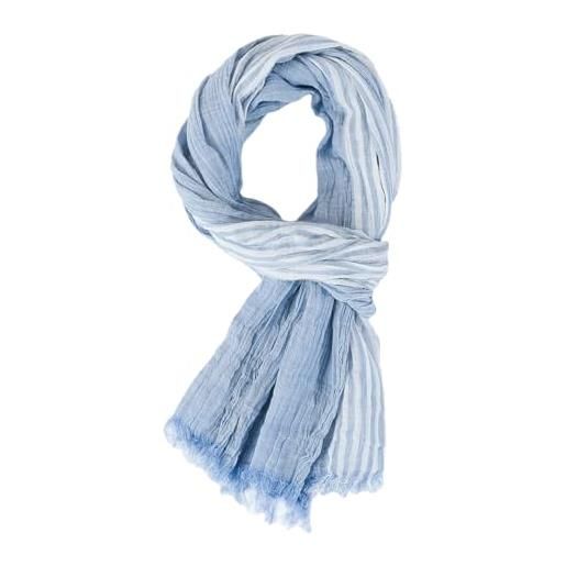 REHJJDFD sciarpe da uomo a righe in cotone e lino scialle casual caldo con nappe, azzurro, taglia unica
