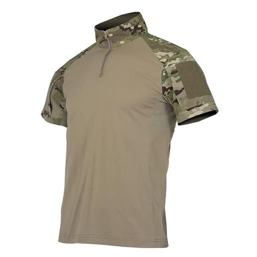 KINROCO camicie tattiche uomo a maniche corte maglietta tattica militare camicia da esterno combattimento con cerniera 1/4(size: m, color: cp)