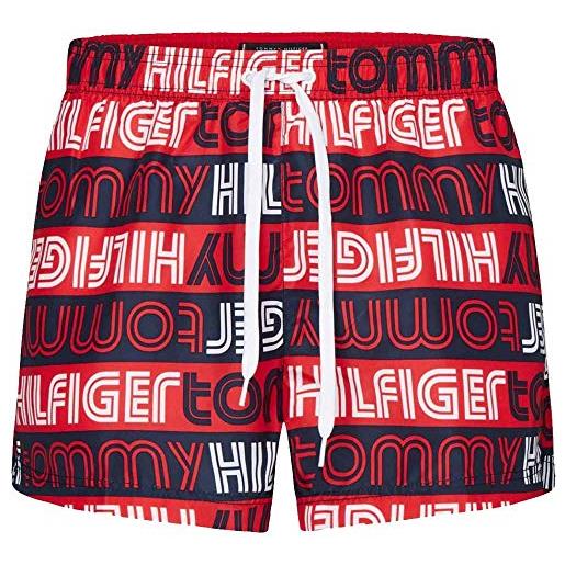 Tommy Hilfiger short drawstring-print pantaloncini, logo pop aop-red glare, small (taglia unica: ) uomo