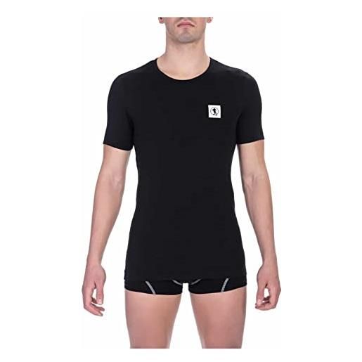 Bikkembergs t-shirt intima da uomo, girocollo in cotone stretch xl nero