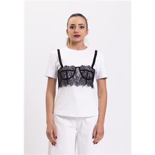 KOCCA t-shirt bianca baphan con corsetto nero kocca xs / bianco-nero