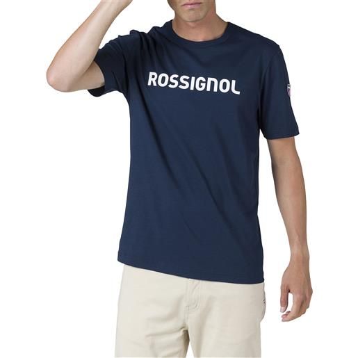 Rossignol - t-shirt in cotone - rossi tee ss dark navy per uomo in cotone - taglia s, m, l, xl - blu navy