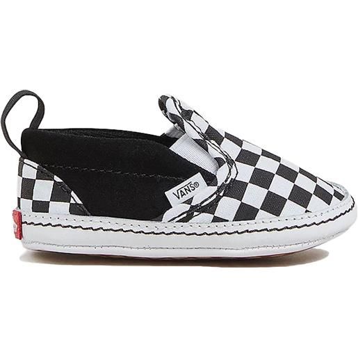 Vans - scarpe con velcro - in slip-on v crib checker black/true white in pelle - taglia bambino 1 us - bianco