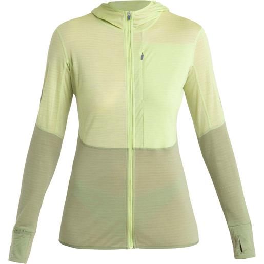 Icebreaker - strato intermedio con cappuccio - women merino 200 realfleece descender ls zip hoodie glazen lichen cb per donne - taglia xs, s, m - giallo