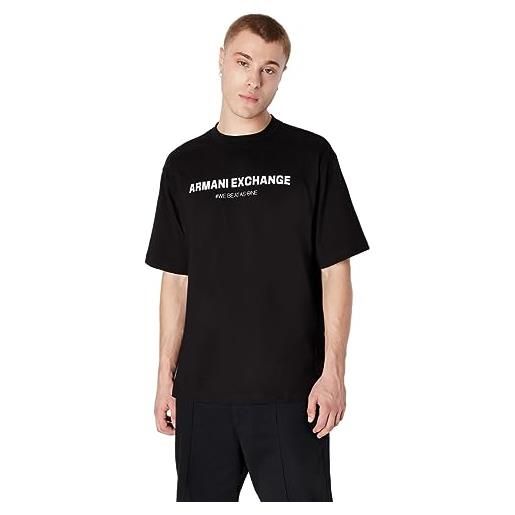 Armani Exchange limited edition we beat as one capsule heavy jersey jumper polo sweater, nero, xxl uomo