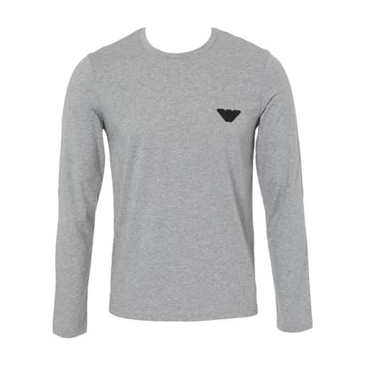Emporio Armani maglietta da uomo rubber pixel logo t-shirt, chiaro grigio melange, s
