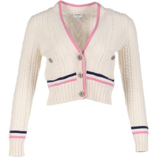 CHANEL Pre-Owned - cardigan con bottoni cc 1986-1988 - donna - poliammide/cashmere/cotone - taglia unica - bianco