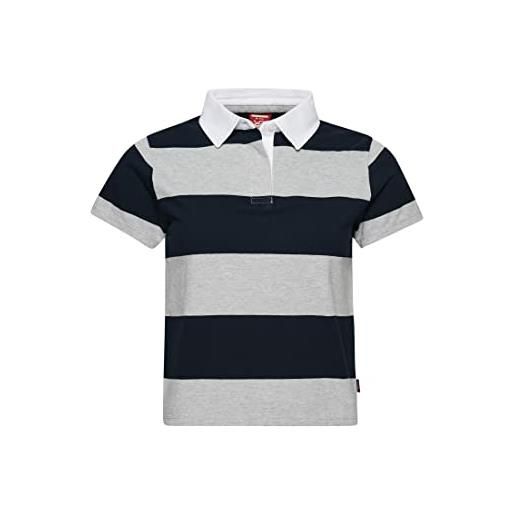 Superdry vintage stripe rugby top t-shirt, grigio marl/navy, xs donna